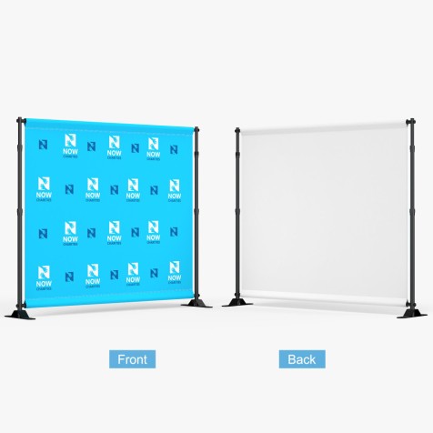 8' Telescopic Pipe & Drape Banner Stand with Cloth Banner